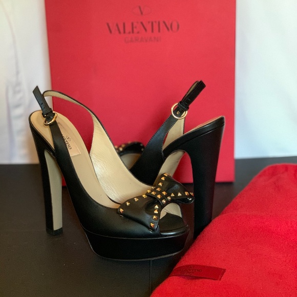 Valentino Rockstud Peep-toe Slingback Pump - Picture 1 of 7